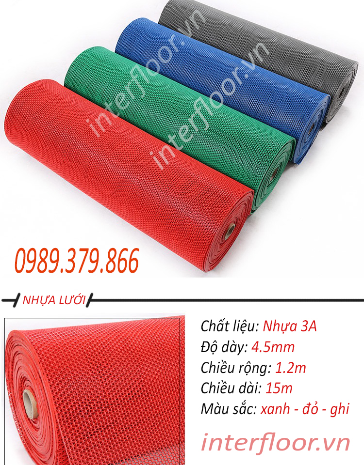 Thảm nhựa lưới màu đỏ
